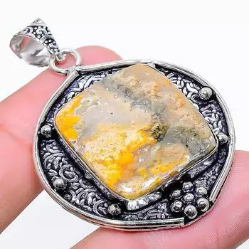 Подвеска из натурального серебра 925 пробы с яшмой, размером 2,01 дюйма, M6n75