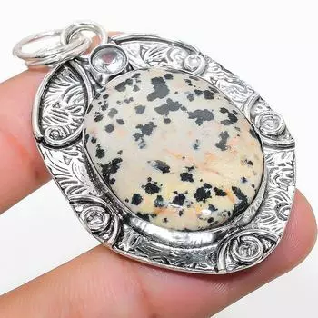 Подвеска из натурального серебра 925 пробы с белым топазом и яшмой 2,29 дюйма T5P42