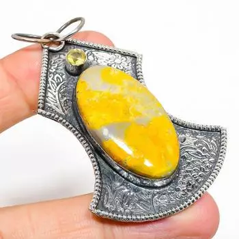 Подвеска из натурального серебра 925 пробы с яшмой и цитрином 2,84 дюйма l4m37
