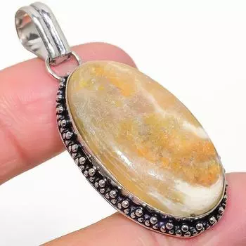 Подвеска из натурального серебра 925 пробы с яшмой, диаметром 2,13 дюйма, O1S74