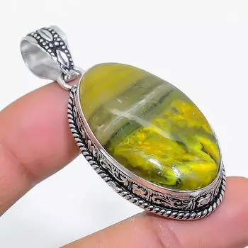 Подвеска из натурального серебра 925 пробы с яшмой и шмелем, 2,21 дюйма, c8k91