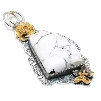 Подвеска из натурального серебра 925 пробы с яшмой, двухцветная, 2,76 дюйма, V4R68