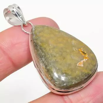 Подвеска из натурального серебра 925 пробы с яшмой, диаметром 2,01 дюйма, I8l16