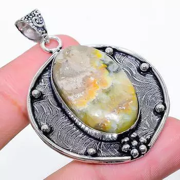 Подвеска из натурального серебра 925 пробы с яшмой, диаметром 2,01 дюйма, d7w86