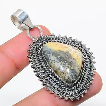 Подвеска из натурального серебра 925 пробы с яшмой, размером 2,21 дюйма m8w36