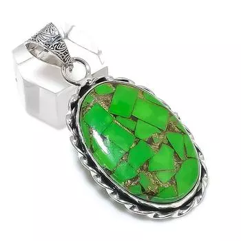 Подвеска из натурального серебра 925 пробы с бирюзовым и медным покрытием 2,09 дюйма Y3C23