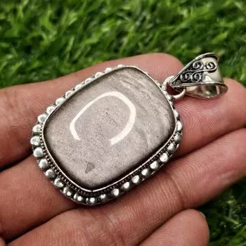 Подвеска из натурального серебра с блеском обсидиана, подвеска из стерлингового серебра 925 пробы, подвеска из драгоценного камня, подарок для нее коричневый