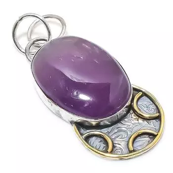 Подвеска из натурального шалфейного аметиста из стерлингового серебра 925 пробы в двух тонах 2,13 дюйма Y2a61