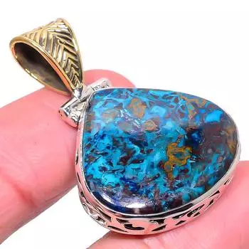 Подвеска из натурального шалтукита азурита из цельного серебра 925 пробы в тон 1,65 дюйма W2r34