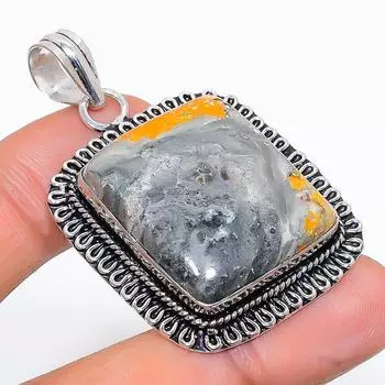 Подвеска из натурального шмеля из яшмы ручной работы из стерлингового серебра 925 пробы 1,97 дюйма d2J10