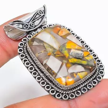 Подвеска из натурального шмеля из яшмы ручной работы из стерлингового серебра 925 пробы 1,97 дюйма F5H27