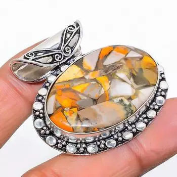 Подвеска из натурального шмеля из яшмы ручной работы из стерлингового серебра 925 пробы 1,58 дюйма u6Y47