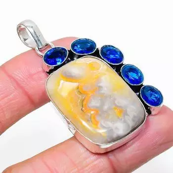 Подвеска из натурального шмеля, яшмы и топаза из стерлингового серебра 925 пробы, 2,21 дюйма, D6Q18