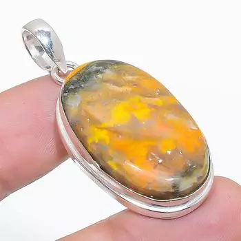 Подвеска из натурального шмеля с яшмой ручной работы из стерлингового серебра 925 пробы 1,81 дюйма p7k95