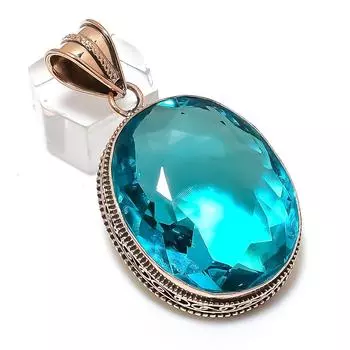 Подвеска из натурального швейцарского голубого топаза из меди ручной работы 2,13 дюйма N5f28