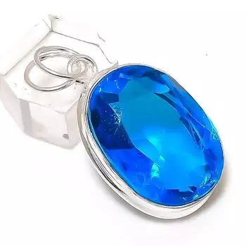 Подвеска из натурального швейцарского голубого топаза из стерлингового серебра 925 пробы 1,69 дюйма L7r28