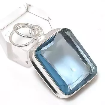 Подвеска из натурального швейцарского голубого топаза из стерлингового серебра 925 пробы 1,58 дюйма S2M56