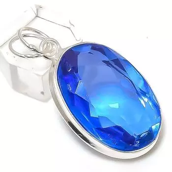 Подвеска из натурального швейцарского голубого топаза из стерлингового серебра 925 пробы 1,81 дюйма N7f16