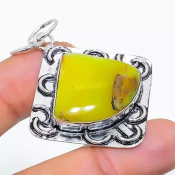 Подвеска из натурального швейцарского зеленого опала из стерлингового серебра 925 пробы 2,17 дюйма I8f69