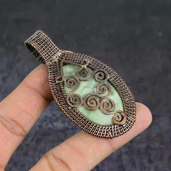 Подвеска из натурального швейцарского зеленого опала с медной проволокой 2,96 дюйма h2G14