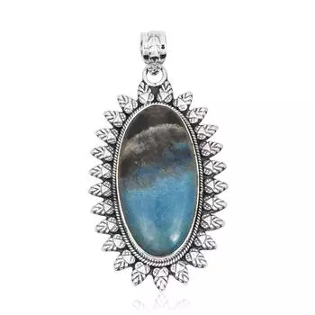 Подвеска из натурального синего авантюрина, серебро 925 пробы, драгоценный камень овальной формы, ювелирные изделия ручной работы, подарок для женщин, пасхальный подарок синий