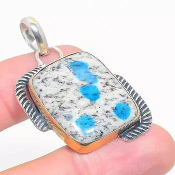 Подвеска из натурального синего азурита K2, двухцветная подвеска из стерлингового серебра 925 пробы, 1,85 дюйма, z6I55