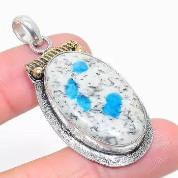 Подвеска из натурального синего азурита K2, двухцветная подвеска из стерлингового серебра 925 пробы, 2,09 дюйма, Y8u17