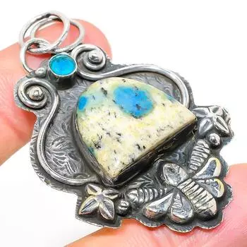 Подвеска из натурального синего азурита K2 и топаза из стерлингового серебра 925 пробы 2,44 дюйма t5g14