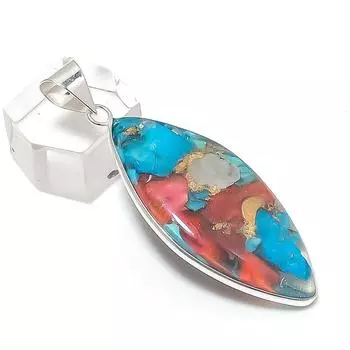 Подвеска из натурального синего колючего устричного серебра 925 пробы 2,17 дюйма t7n93