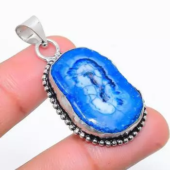 Подвеска из натурального синего солнечного кварца из стерлингового серебра 925 пробы 1,77 дюйма r2m57