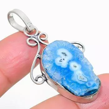 Подвеска из натурального синего солнечного кварца из стерлингового серебра 925 пробы 1,97 дюйма P8T17