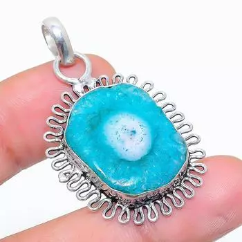 Подвеска из натурального синего солнечного кварца из стерлингового серебра 925 пробы 1,65 дюйма K2j07