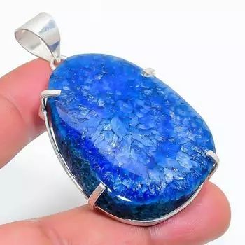 Подвеска из натурального синего солнечного кварца из стерлингового серебра 925 пробы 2,40 дюйма G4N36