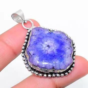Подвеска из натурального синего солнечного кварца из стерлингового серебра 925 пробы 1,97 h3w00