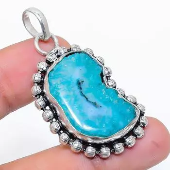 Подвеска из натурального синего солнечного кварца из стерлингового серебра 925 пробы 1,93 дюйма e6R10