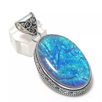 Подвеска из натурального синего триплетного опала из стерлингового серебра 925 пробы 2,25 дюйма q7J77