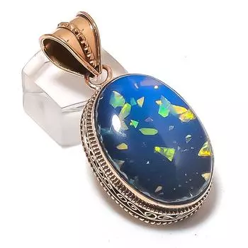 Подвеска из натурального синего триплетного опала из меди ручной работы 1,97 дюйма i8I44