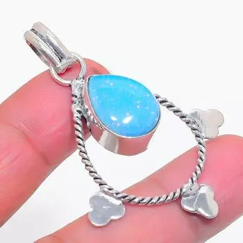 Подвеска из натурального синего триплетного опала из стерлингового серебра 925 пробы 2,01 дюйма V2n28