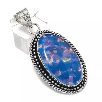 Подвеска из натурального синего триплетного опала из стерлингового серебра 925 пробы 2,09 дюйма m3B67