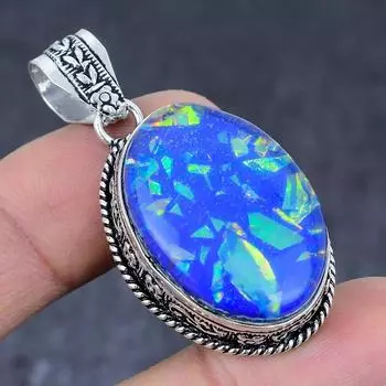 Подвеска из натурального синего тройного опала ручной работы из стерлингового серебра 925 пробы 1,97 дюйма f1t63