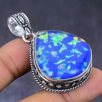 Подвеска из натурального синего тройного опала из серебра 925 пробы, 1,89 дюйма, v6F44