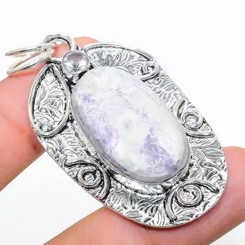 Подвеска из натурального сколецита, белого топаза, стерлингового серебра 925 пробы, 2,36 дюйма, J4D00