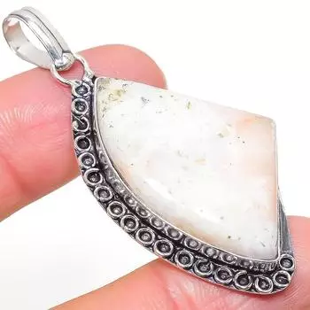 Подвеска из натурального сколецита, ручная работа, серебро 925 пробы, 2,32 дюйма, I4h62