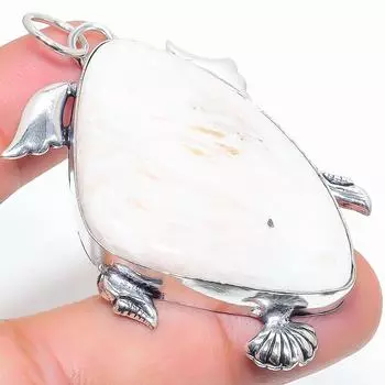 Подвеска из натурального сколецита, стерлингового серебра 925 пробы, ручная работа, 2,36 дюйма, C6V17