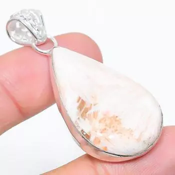 Подвеска из натурального сколецита, стерлингового серебра 925 пробы, ручная работа, 1,97 дюйма, d6H32