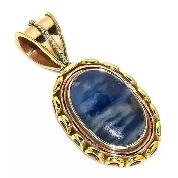 Подвеска из натурального содалита, двухцветная, из стерлингового серебра 925 пробы, 1,50 дюйма, G0Z05