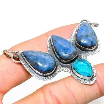 Подвеска из натурального содалита, голубого топаза, стерлингового серебра 925 пробы, 2,17 дюйма, S1m07