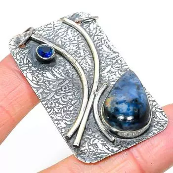 Подвеска из натурального содалита, голубого топаза, стерлингового серебра 925 пробы, 2,32 дюйма, C3a41