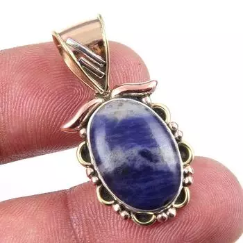 Подвеска из натурального содалита из стерлингового серебра 925 пробы в двух тонах 1,25 R8m80