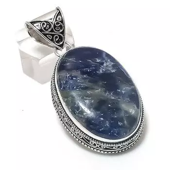 Подвеска из натурального содалита из стерлингового серебра 925 пробы 2,29 дюйма l0d16